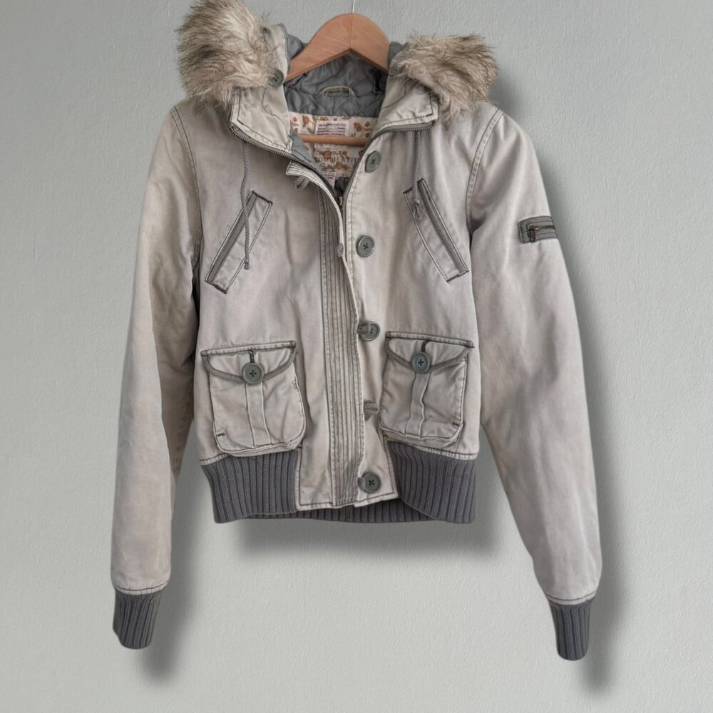 Vintage Y2K Abercrombie & Fitch Bomber Jacket with Removable Fur Hood